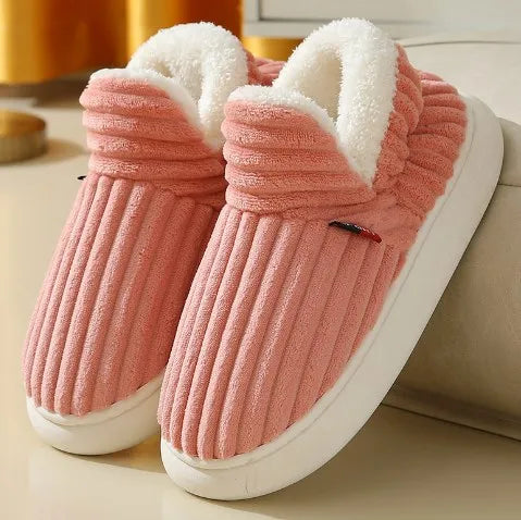 Winter Men'S Non-Slip Cotton Shoes Women'S High-Top Solid Color Plush Warm Home Shoes Comfortable Flats Zapatillas De Invierno